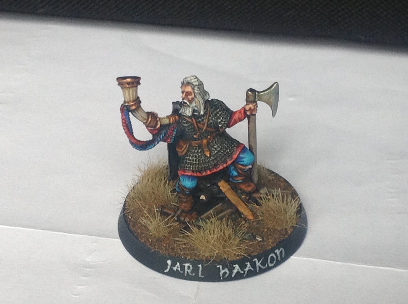 Mighty Haakon, the leader of the warband, usually leads from the front.